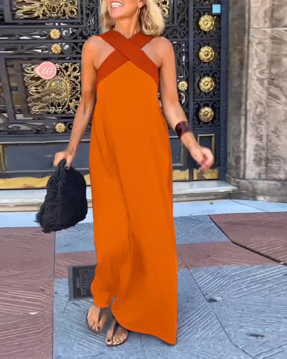 Elegant crossed-cut everyday dress for women | Delphine -7