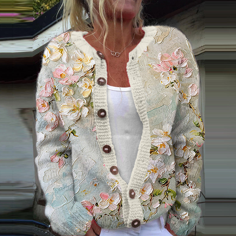 Floral open-front cardigan for women | Mirelle -4