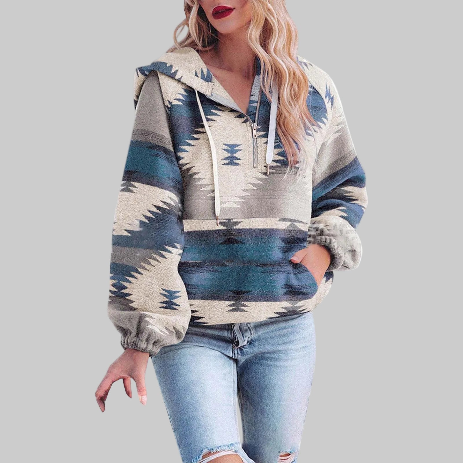 Comfy oversized zip-up everyday hoodie for women | Saku -3