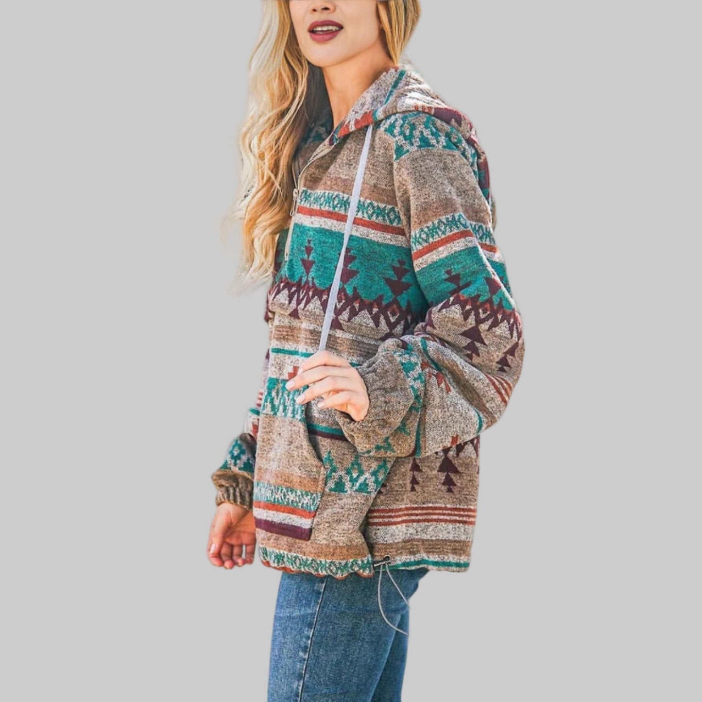 Comfy oversized zip-up everyday hoodie for women | Saku -4