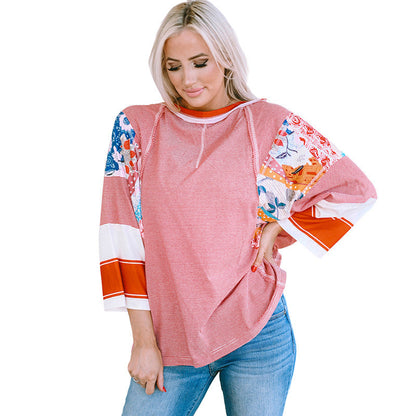 Lightweight patchwork batwing everyday top for women | Bailey -4