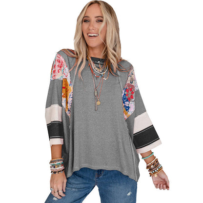 Lightweight patchwork batwing everyday top for women | Bailey -6