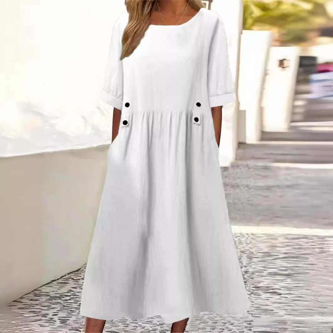 Elegant cotton-linen dress for women | Amelia -3