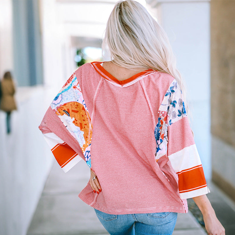 Lightweight patchwork batwing everyday top for women | Bailey -2
