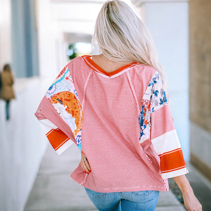 Lightweight patchwork batwing everyday top for women | Bailey -2
