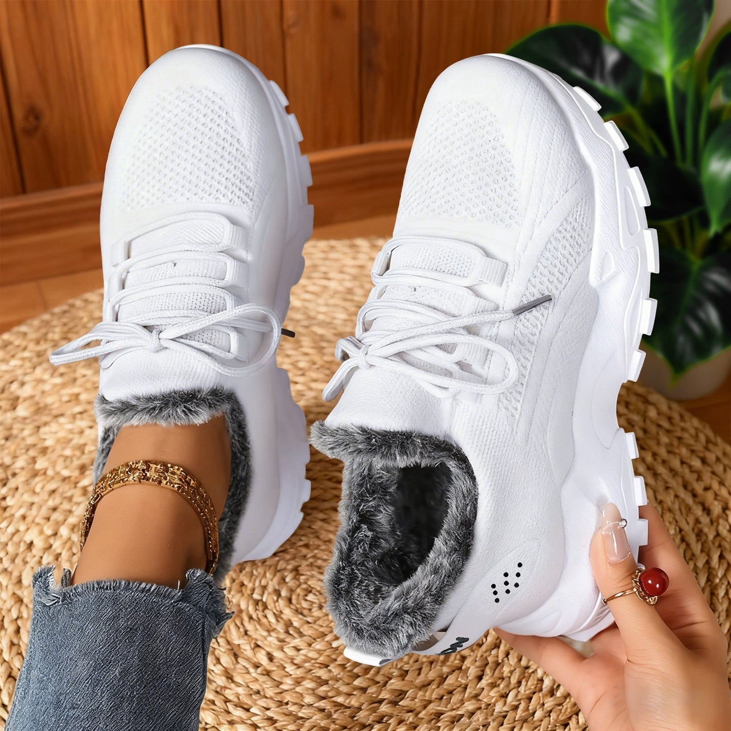 Casual fleece lace-up lightweight everyday trainers for women | Brydee -5