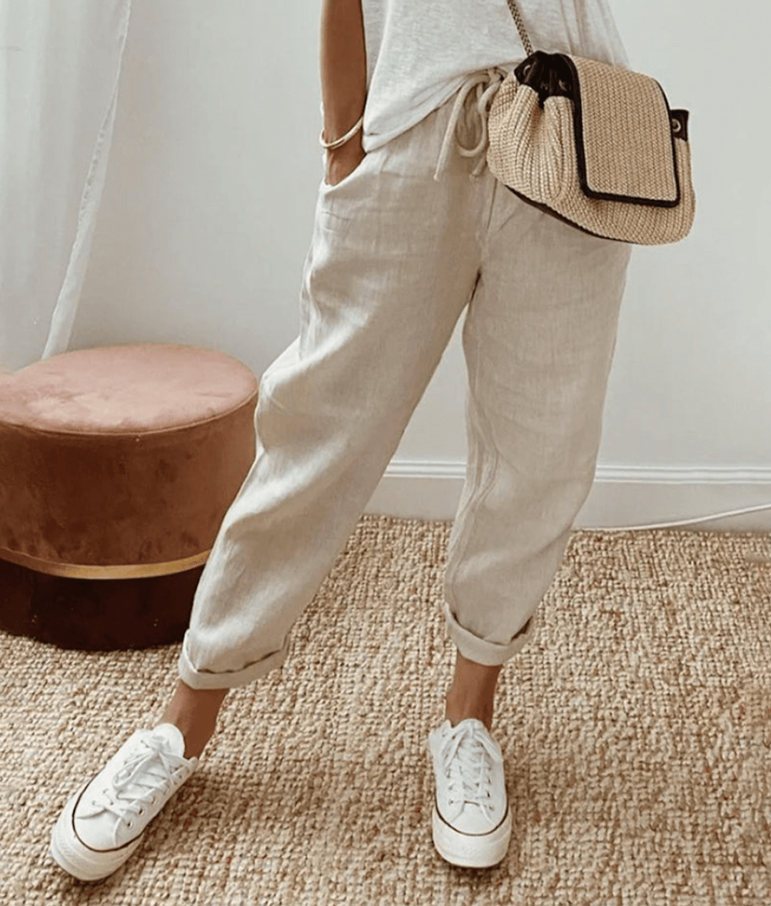 Luxury cotton-linen trousers for women | Anita -2