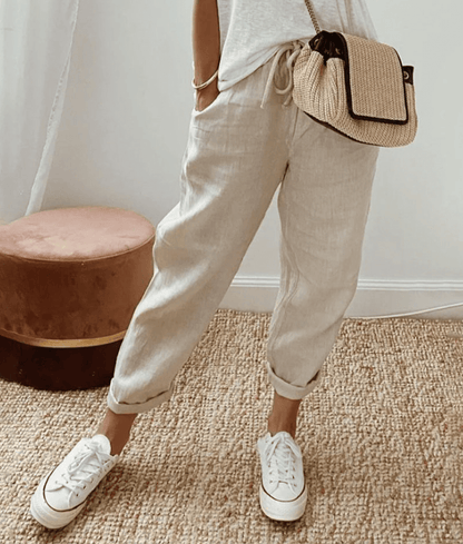 Luxury cotton-linen trousers for women | Anita -2