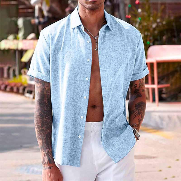 Linen short-sleeved shirt for men | Giancarlo -3