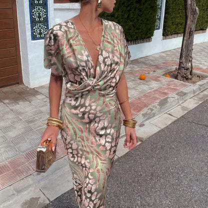 Relaxed elegant dress for women | Olive -1
