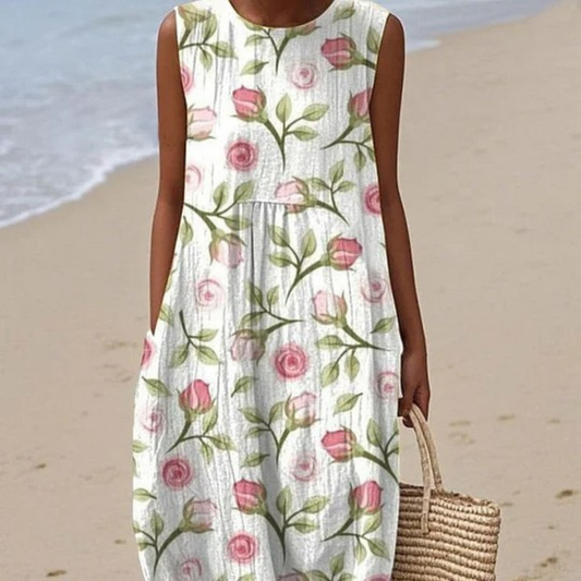 Floral sleeveless summer dress for women | Maribel