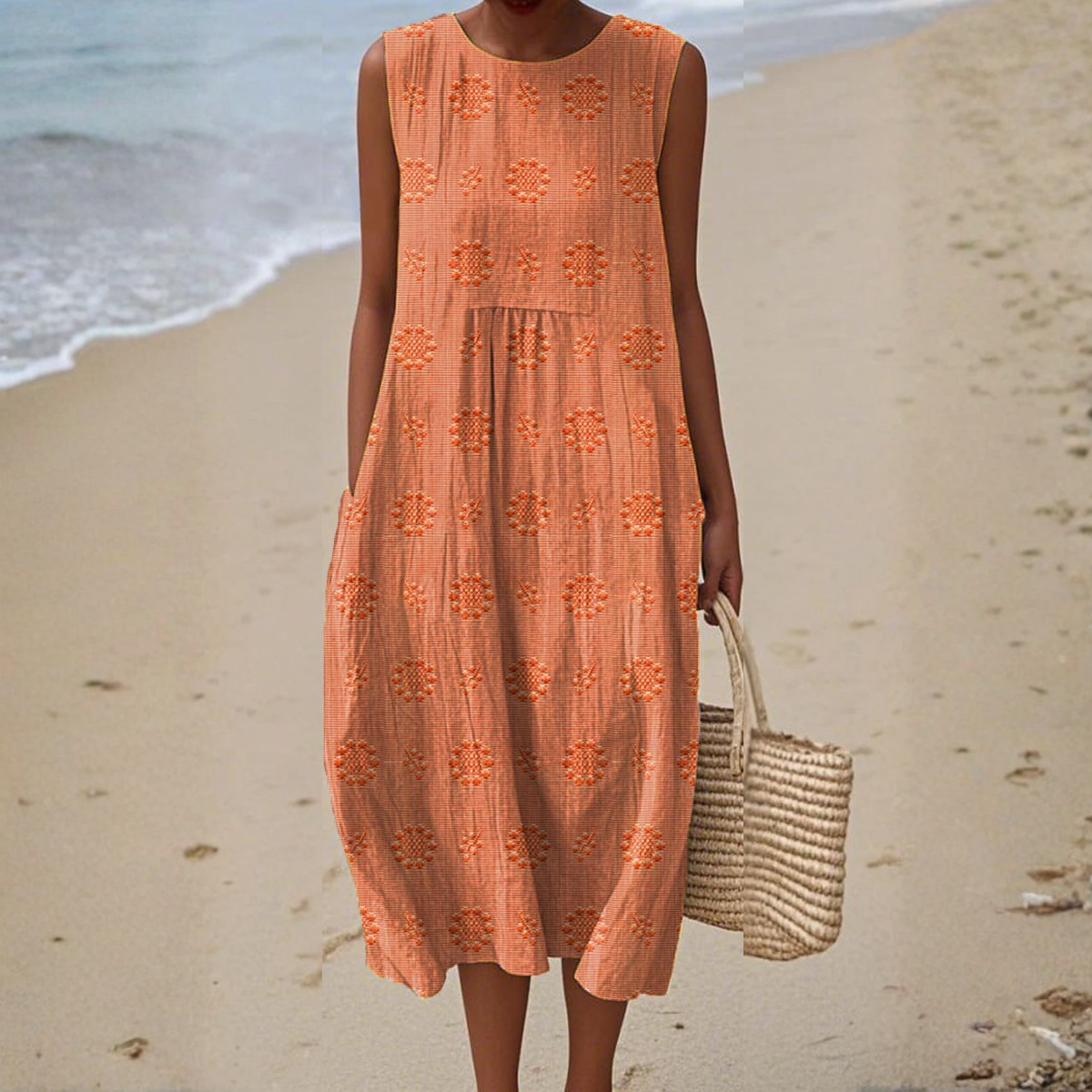 Sleeveless dress with side pockets for women | Camillea