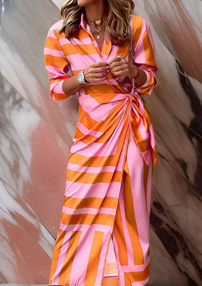 Printed waist-cinching shirt dress for women | Olivia