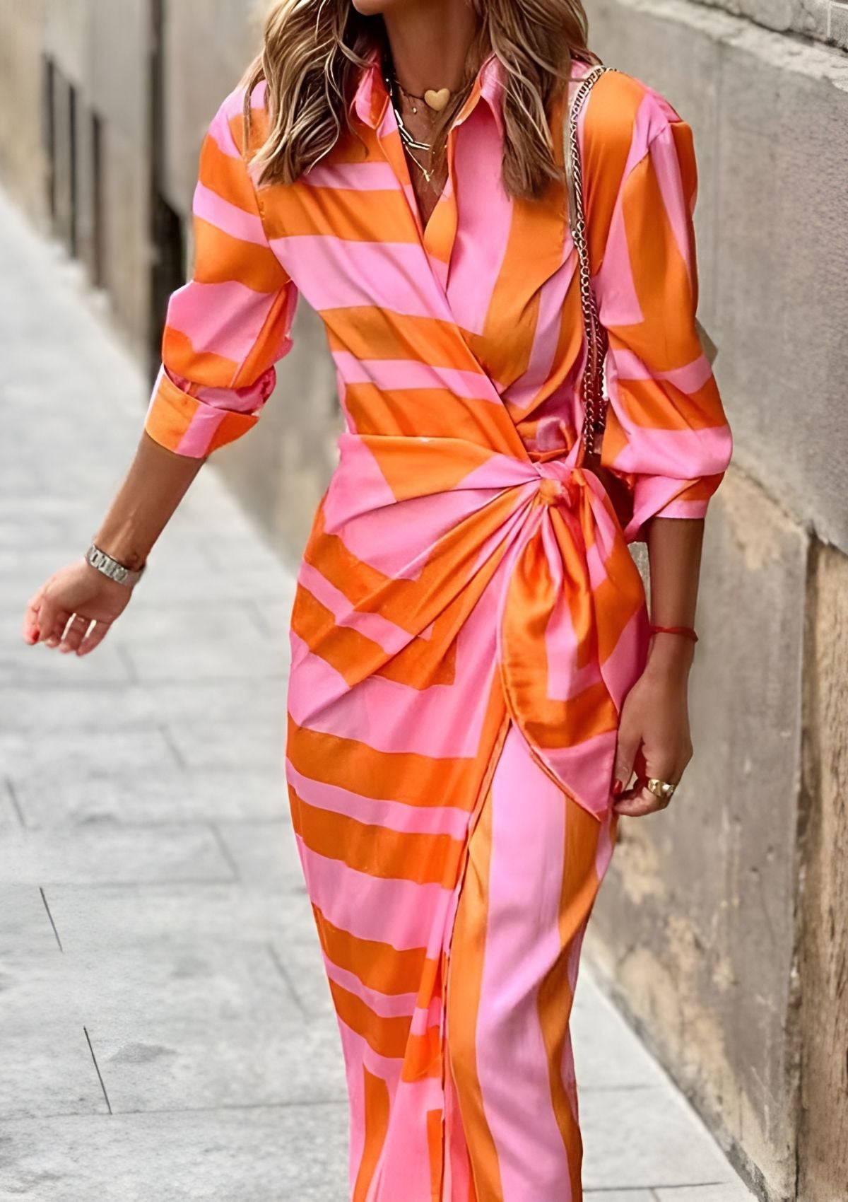 Printed waist-cinching shirt dress for women | Olivia