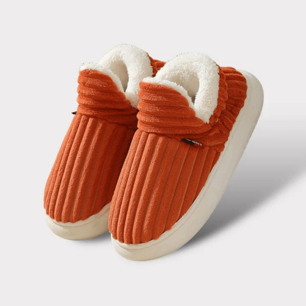 Chaussures d'hiver orange tendance pour femmes – style décontracté et isolant / Trendy orange winter shoes for women – casual and insulated style