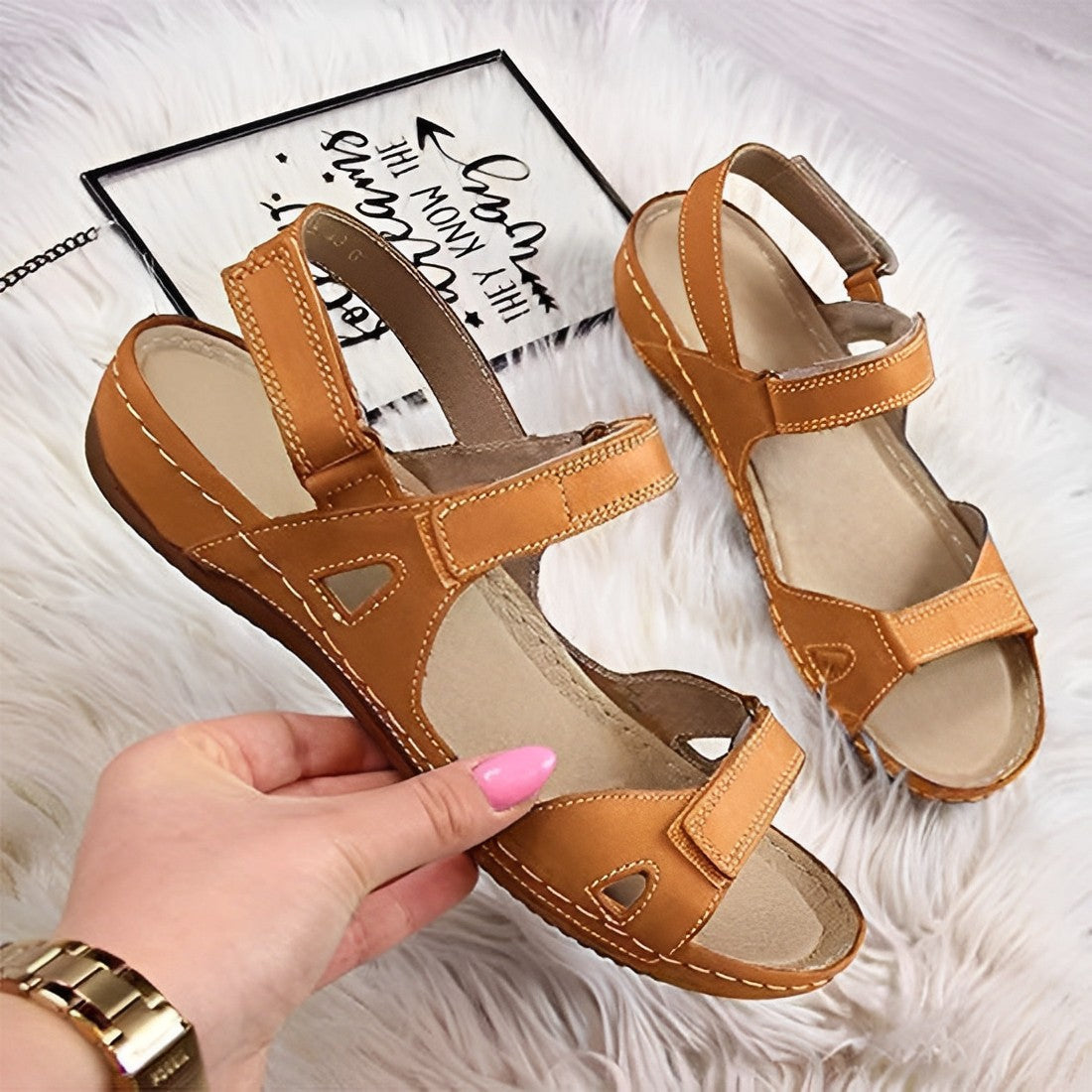 Orthopedic arch support vegan leather sandals for women -10
