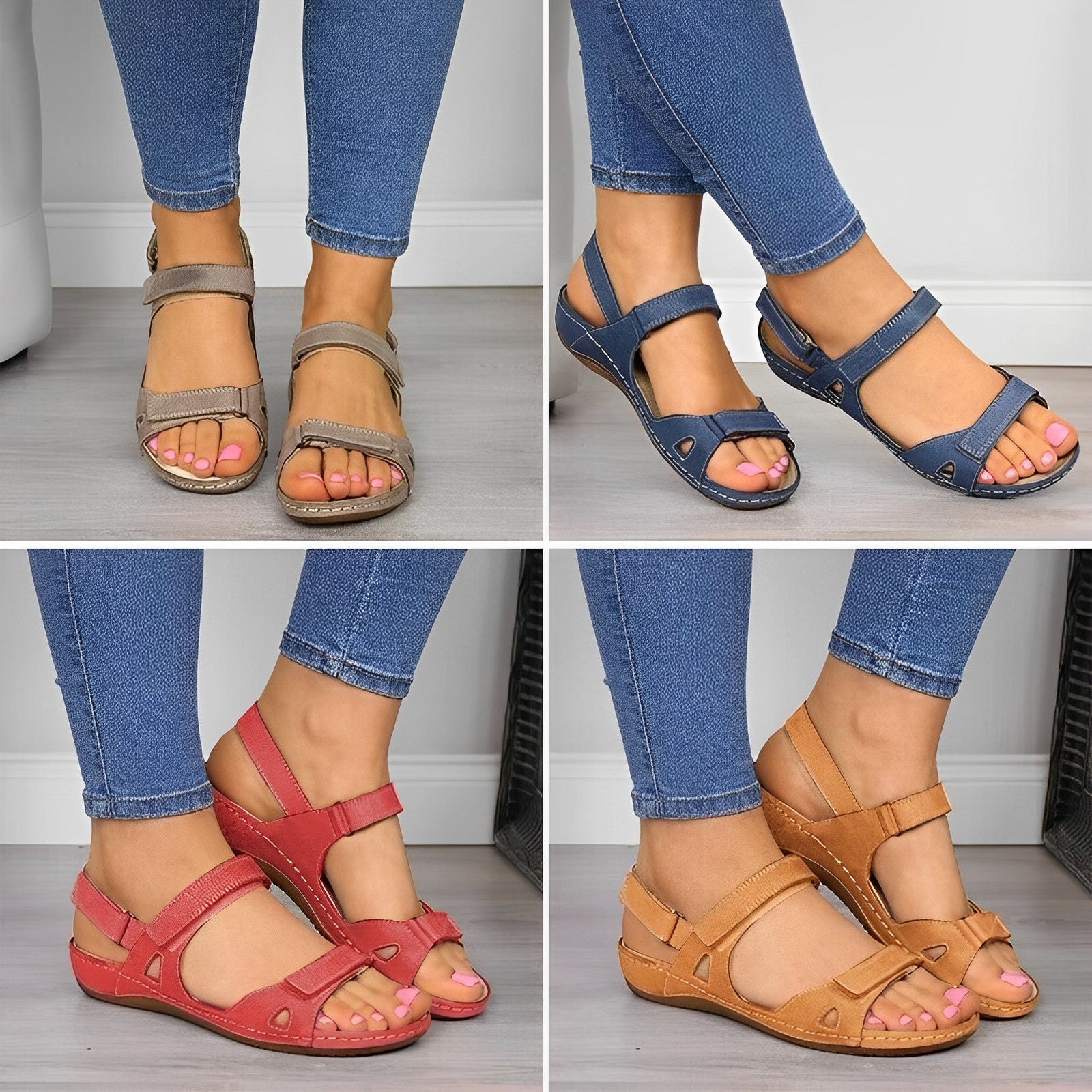Orthopedic arch support vegan leather sandals for women -12