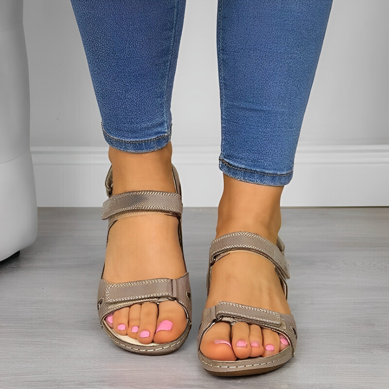 Orthopedic arch support vegan leather sandals for women -13