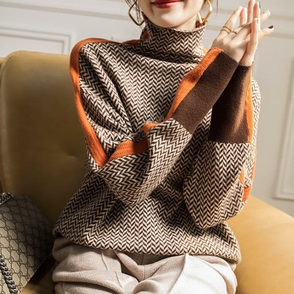 Jumper rayures contrast style chic moderne for women -3