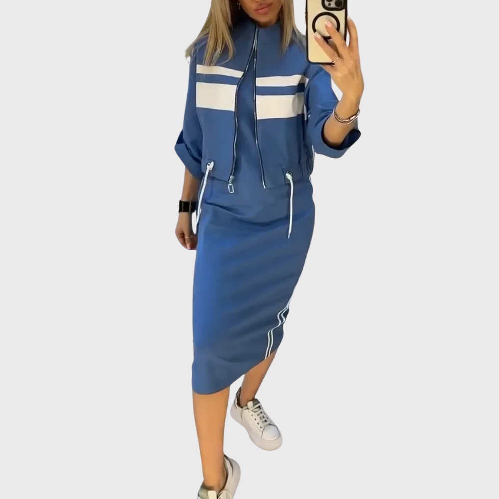 Sporty mid-length two-piece set for women | Liora -4