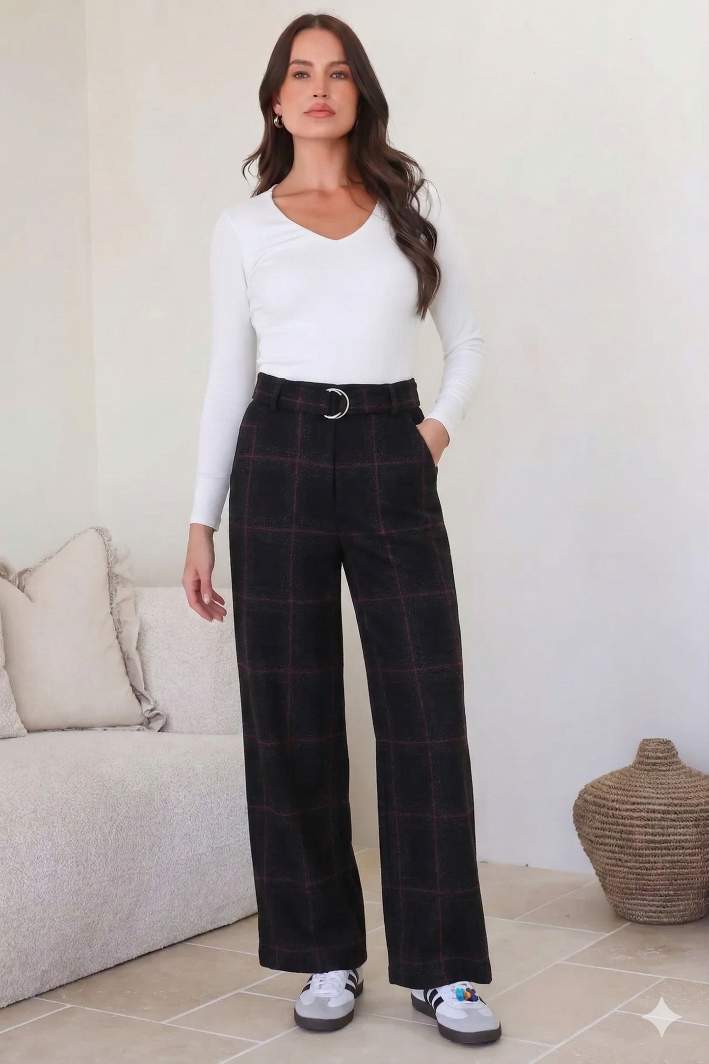 Plaid wide-leg trousers for women | Ashton -1