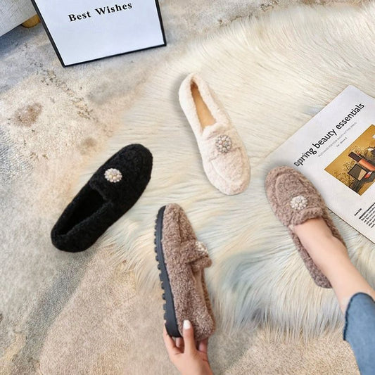 Elegant pearl slip-on loafers for women | Maribel -1
