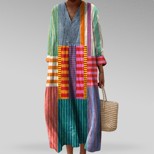 Elegant geometric print daytime dress for women | Elissa -1