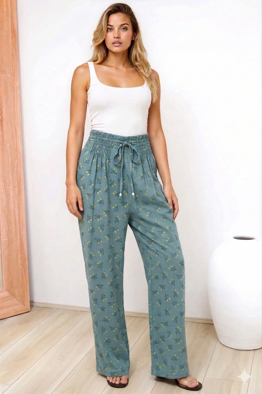 Relaxed floral lounge trousers for women | Solene -1