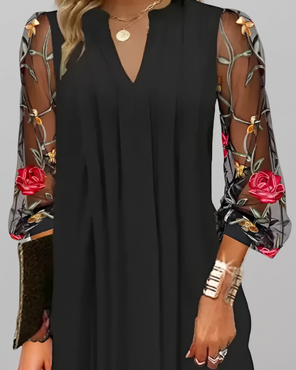Aurelle Renee elegant embroidered-sleeve dress for women