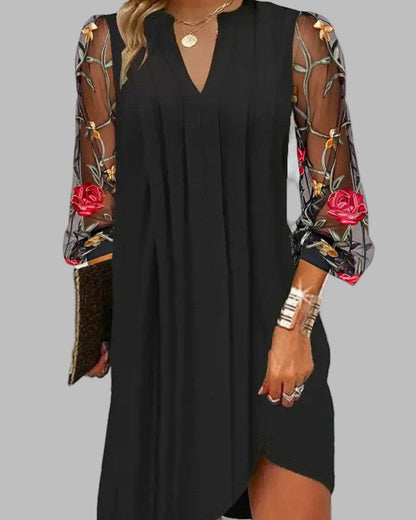 Aurelle Renee elegant embroidered-sleeve dress for women