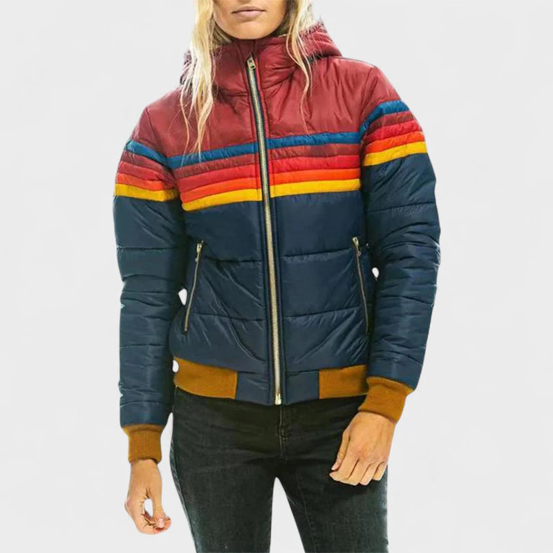 Retro colorblock hooded jacket for women | Celestine -2