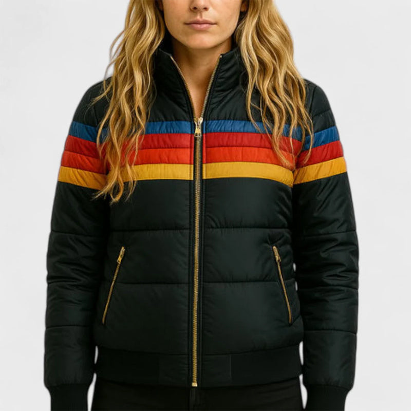 Retro colorblock hooded jacket for women | Celestine -6