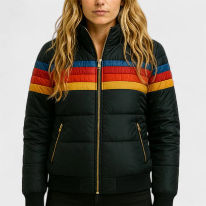 Retro colorblock hooded jacket for women | Celestine -6