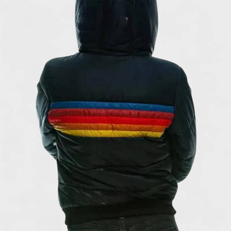 Retro colorblock hooded jacket for women | Celestine -8