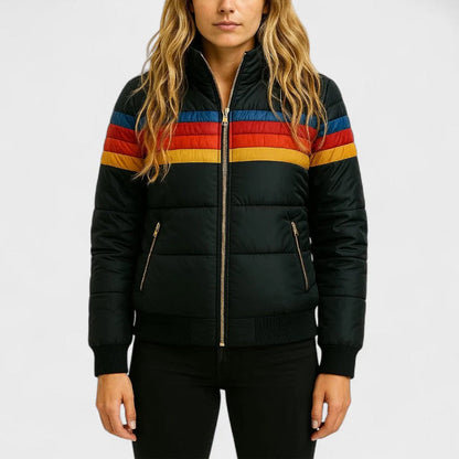 Retro colorblock hooded jacket for women | Celestine -5