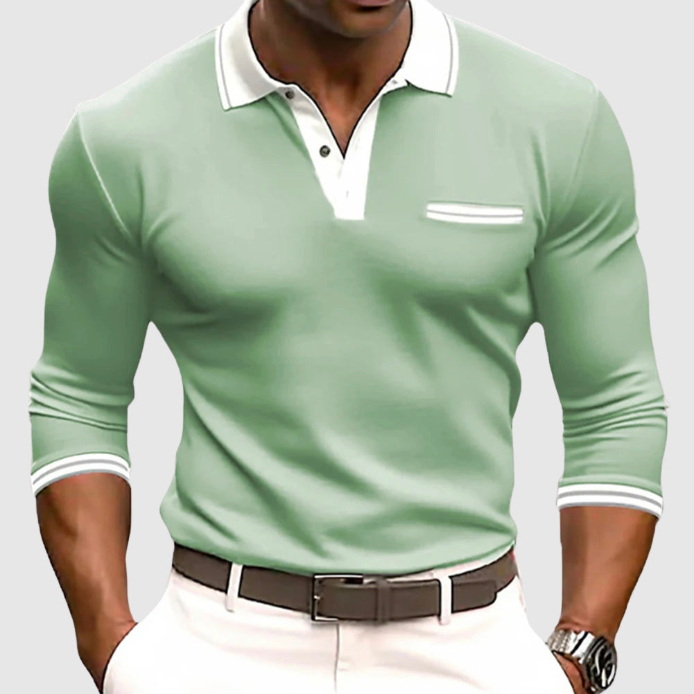 Smart long-sleeve contrast-trim shirt for men | Lucien -4