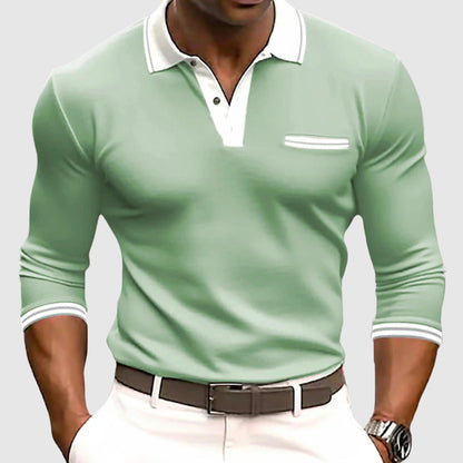 Smart long-sleeve contrast-trim shirt for men | Lucien -4