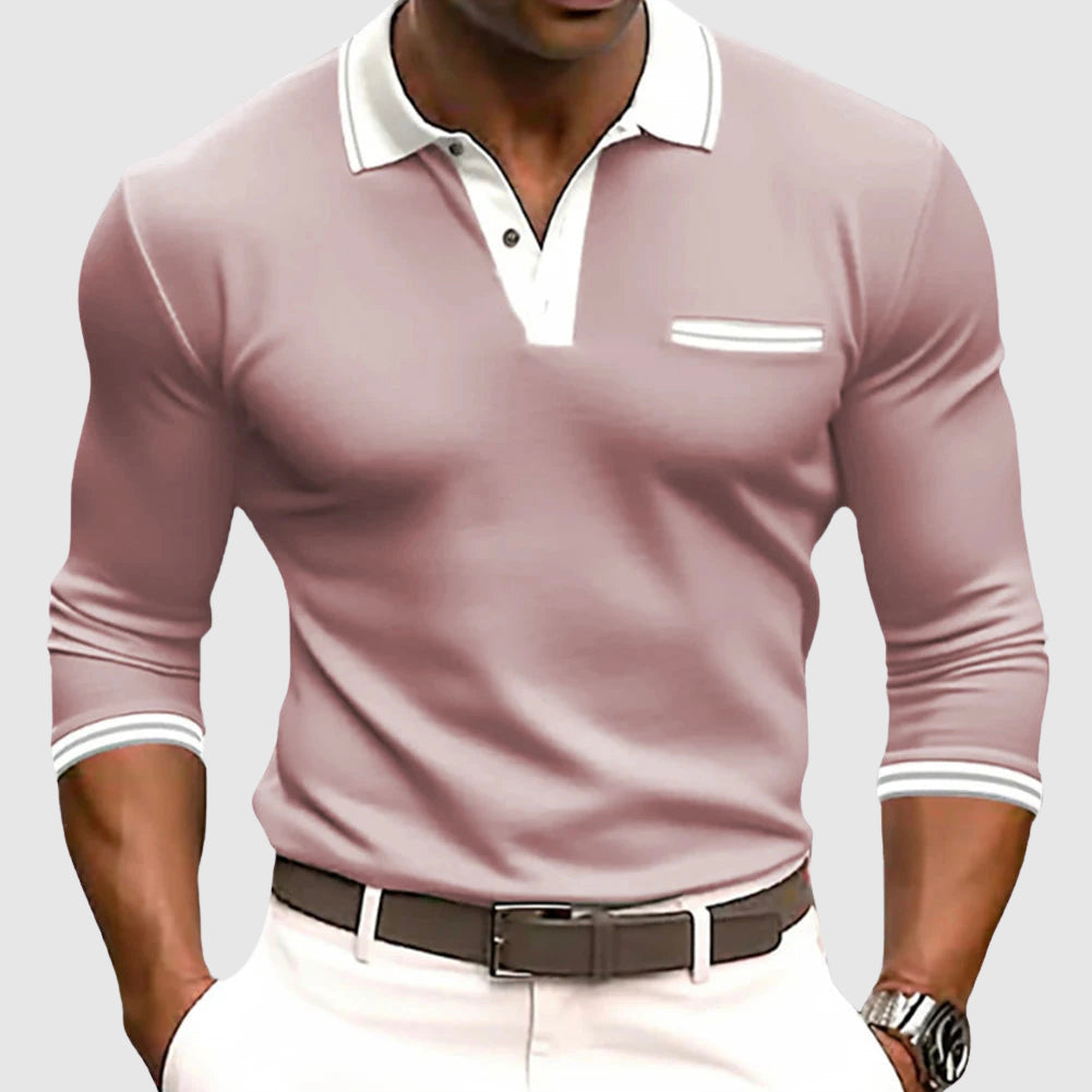 Smart long-sleeve contrast-trim shirt for men | Lucien -2