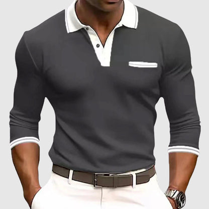 Smart long-sleeve contrast-trim shirt for men | Lucien -3
