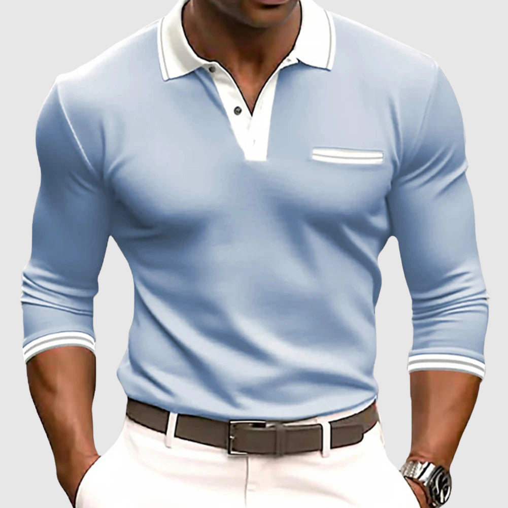 Smart long-sleeve contrast-trim shirt for men | Lucien -1