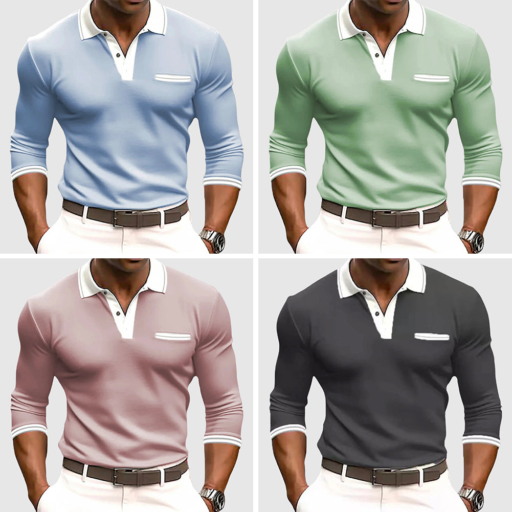 Smart long-sleeve contrast-trim shirt for men | Lucien -5
