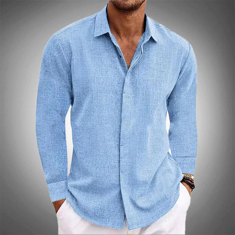 Refined long-sleeve button shirt for men | Elias -1