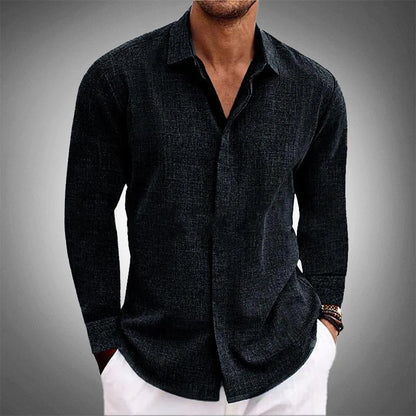Refined long-sleeve button shirt for men | Elias -2