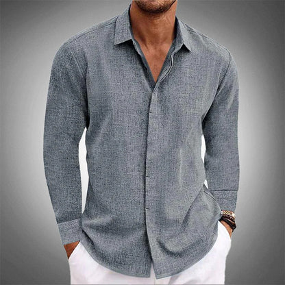 Refined long-sleeve button shirt for men | Elias -3