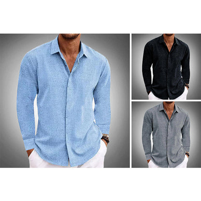Refined long-sleeve button shirt for men | Elias -4