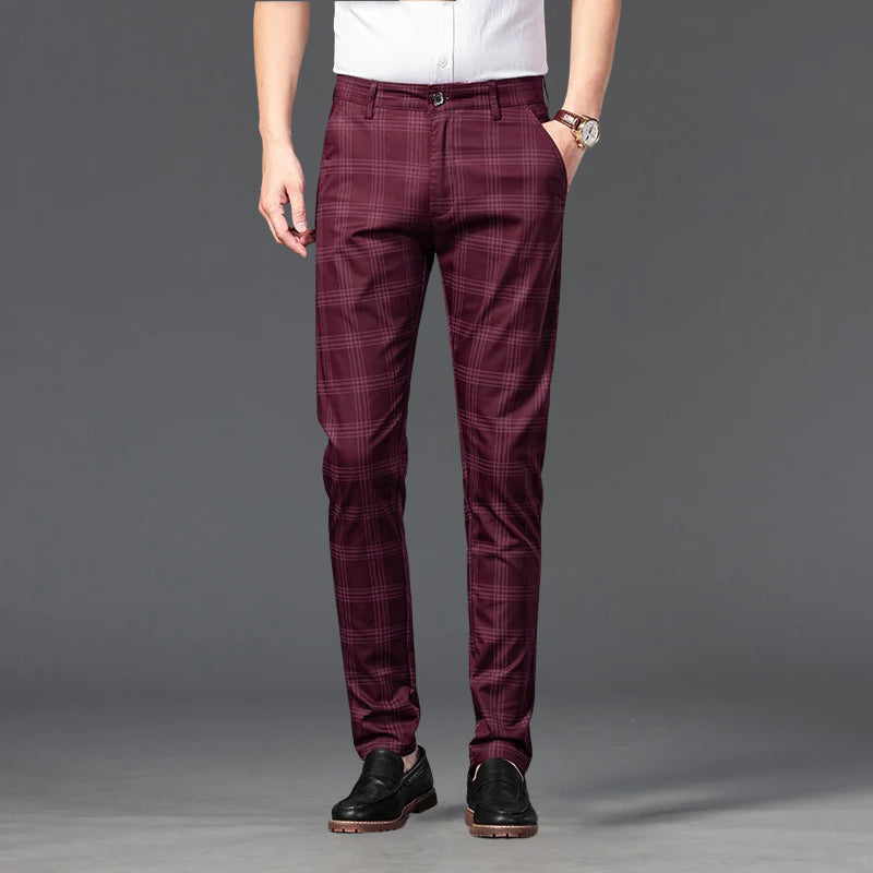 Plaid straight-leg trousers for men | Marcell -2