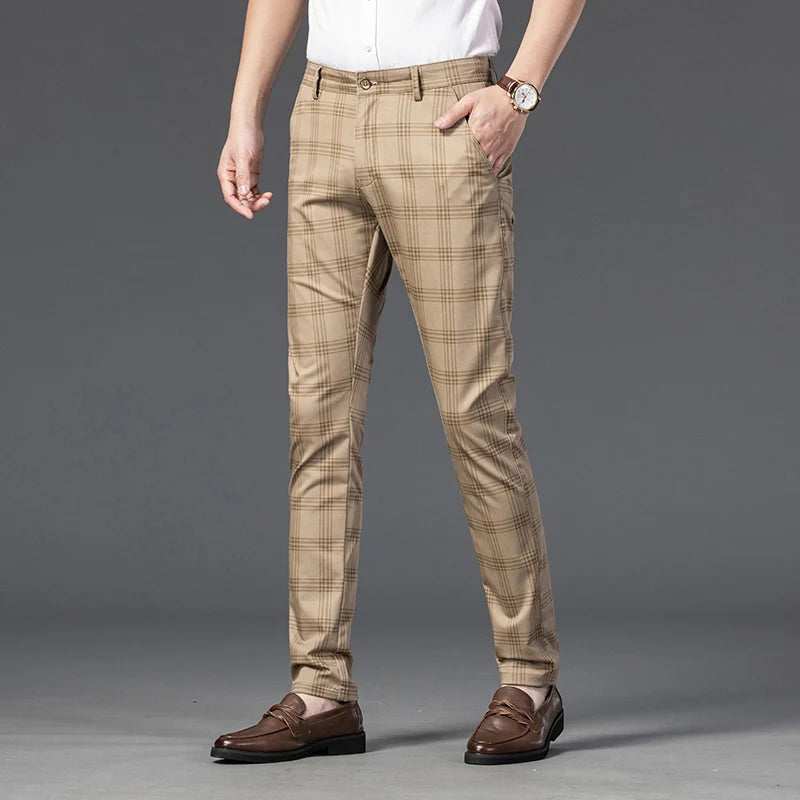 Plaid straight-leg trousers for men | Marcell -10