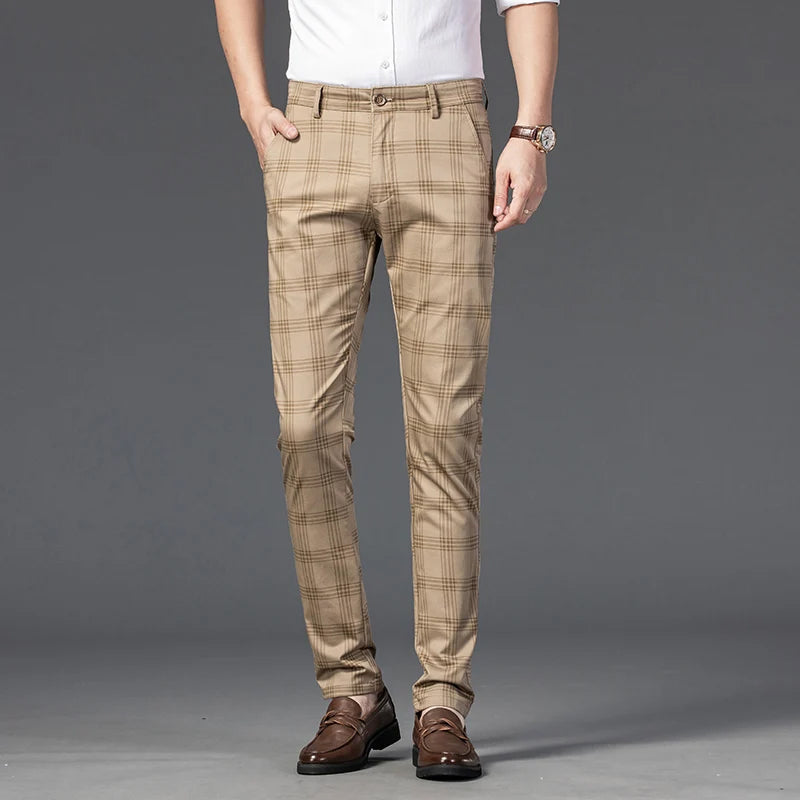 Plaid straight-leg trousers for men | Marcell -9