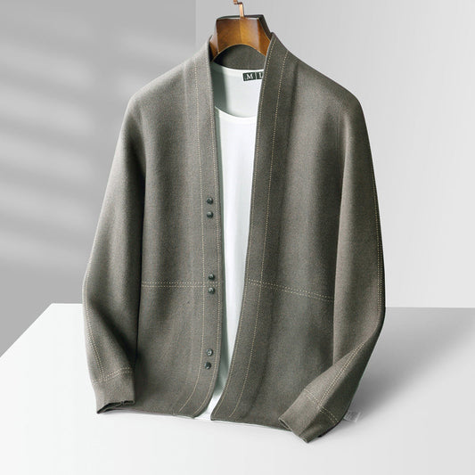 Plaid knit cardigan for men | Calder -1