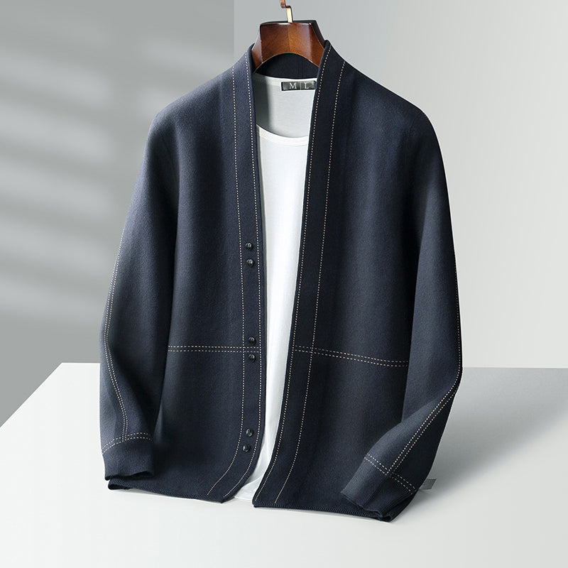 Plaid knit cardigan for men | Calder -2